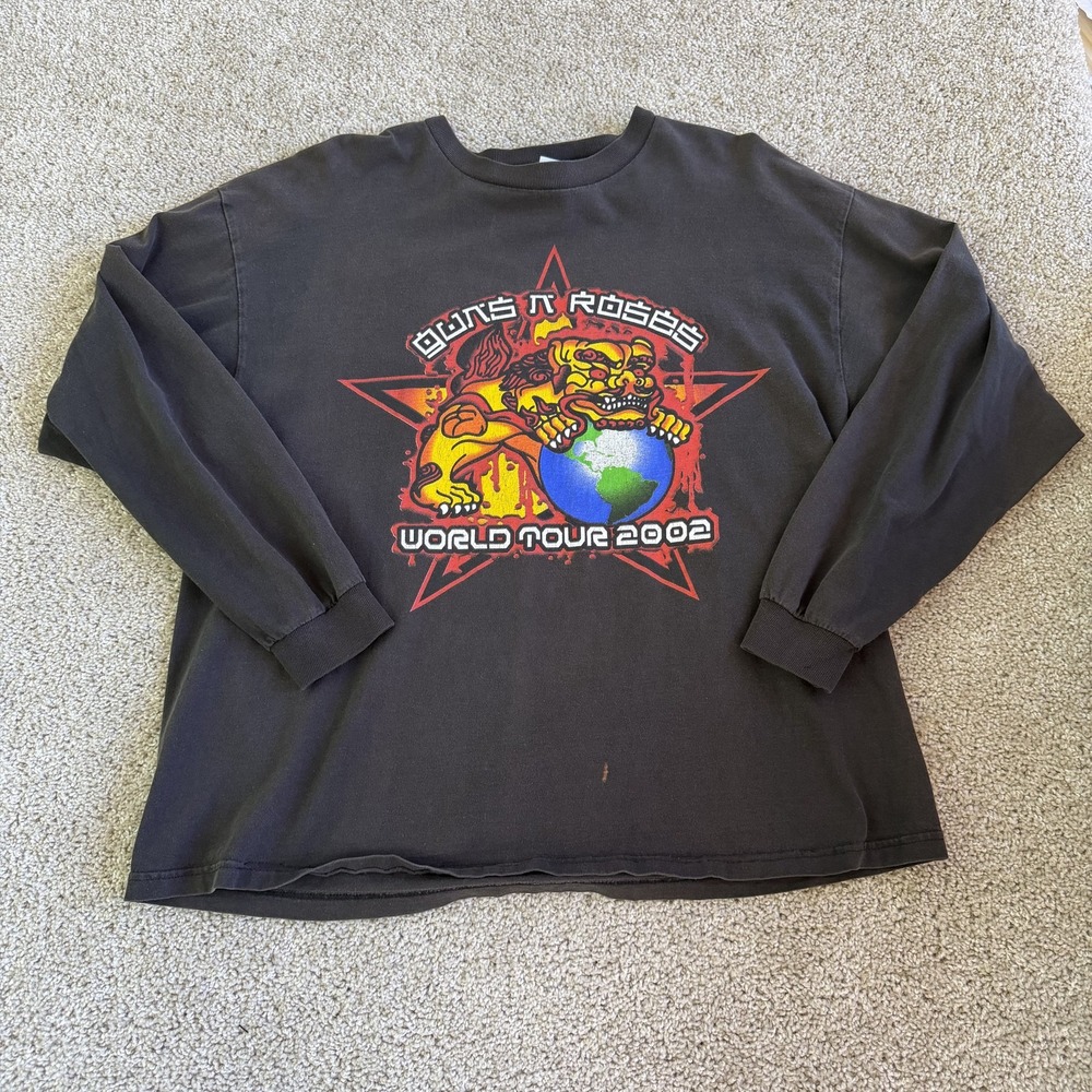 Vintage Guns N Roses Shirt Mens XL Black 2002 World Tour Long Sleeve Tee T-Shirt